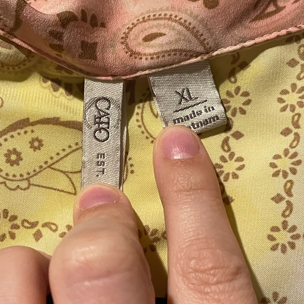Cato Yellow Paisley Top with Pink patchwork - Picture 2 of 3